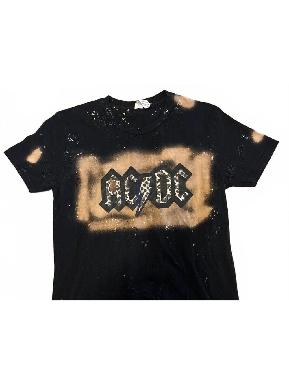 ACDC Bleached Leopard Logo Graphic Tee Youth Large
